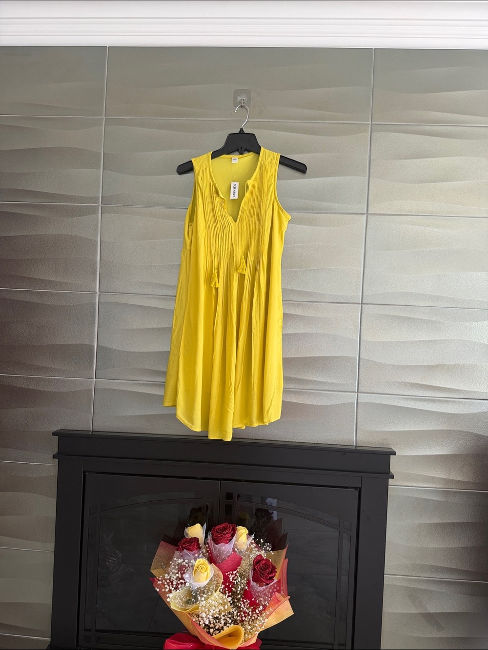 Old Navy Bright Yellow Sleeveless V-Neck Swing Dress